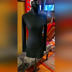TOBI Black Ribbed Turtleneck Mini Dress, Size Small